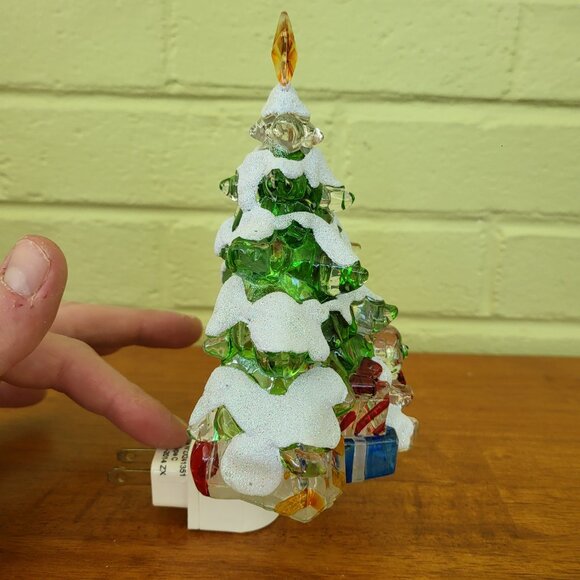 Christmas Tree Holiday NIGHT LIGHT Green 5.5'' x 4.5'' Resin Electric Decor T4 - Picture 4 of 7